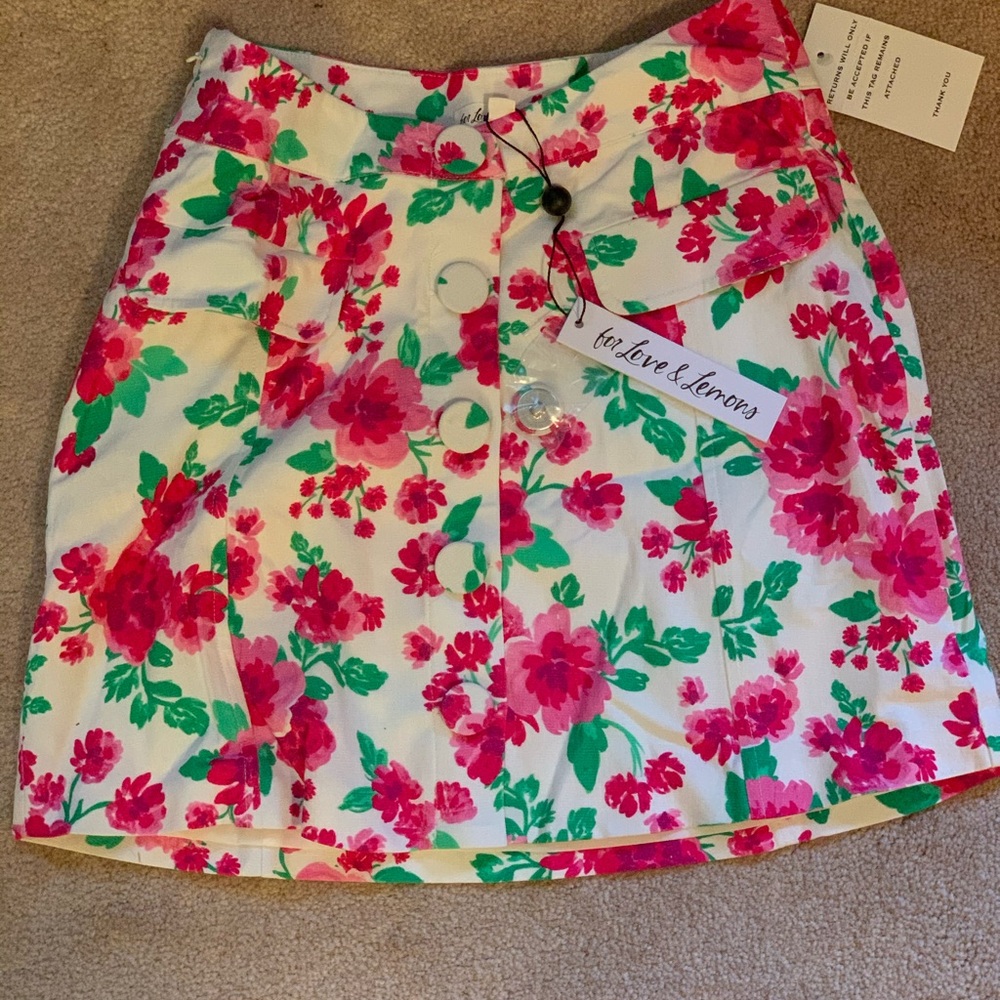 For Love and Lemons Floral mini skirt